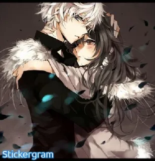 👫 47138c1d Stickergram 애니메이션, 커플, 포옹, 로맨스, 사랑 telegram sticker