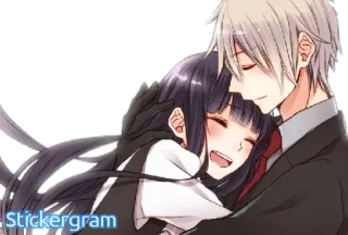👫 d47233b5 Stickergram 애니메이션, 커플, 포옹, 로맨스, 만화, 애정, 사랑 telegram sticker