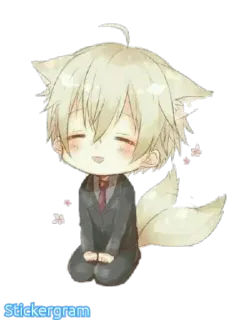 😻 fb507ed7 Stickergram 애니메이션, 치비, 여우, 귀여운, 동물 귀, 디지털 아트 telegram sticker