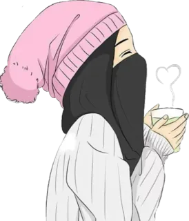 ☕️ 5938f180 phụ nữ, hijab, mùa đông, cà phê, người Hồi giáo, cô gái telegram sticker