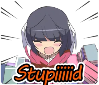 😣 691c9c09 Stupiiiid Anime, Kartun, Bodoh, Marah, Kesal, Manga whatsapp sticker