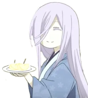 😊 13d7a304 anime, karakter, makanan, piring, potret whatsapp sticker