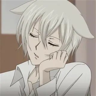 ☁️ 4c8b0e24 Tomoe Kamisama Kiss anime, orejas de gato, pelo blanco, guapo, manga, lindo telegram sticker