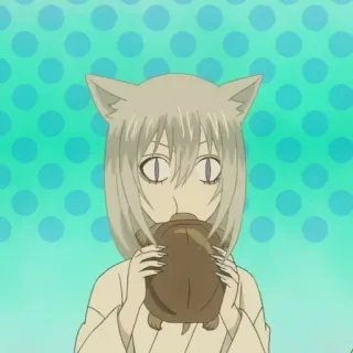 ☁️ 9dc13132 Anime, Orejas de gato, Comiendo, Kawaii, Lindo telegram sticker