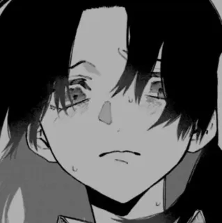 🗝 5223531b Anime, Manga, Illustration, Portrait, Emo, Triste, Monochrome whatsapp sticker