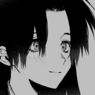 🗝 8237ed50 Animé, Manga, Cartoon, Portrait, Noir et blanc, Personnage whatsapp sticker