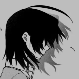 🗝 dd1223fa Anime, Manga, Personnage, Noir et blanc, Triste whatsapp sticker