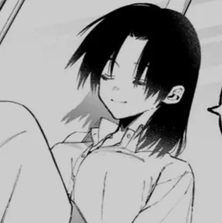 🗝 de4746b4 Anime, Manga, Fille, Sourire, Portrait, Noir et Blanc whatsapp sticker