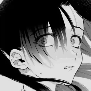 🗝 ee695c43 Anime, Manga, Noir et blanc, Inquiet/ète, Préoccupé/ée, Femme whatsapp sticker