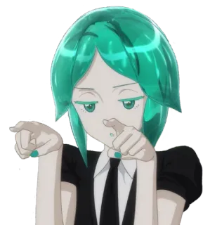 👇 95ec3b43 Anime, Karakter, Menunjuk, Rambut hijau, Animasi telegram sticker