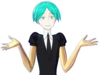 🤷‍♀️ a85d28c9 Anime, Karakter, Rentangkan tangan, Rambut hijau telegram sticker