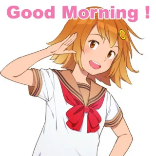 😃 512bc55e Good Morning ! gadis anime, selamat pagi, salam, kartun whatsapp sticker