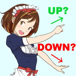 🤔 589cf31d UP? DOWN? Anime, Maid, Arah, Atas, Bawah, Panah, Menunjuk whatsapp sticker