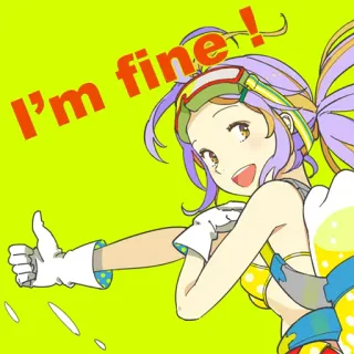 🤗 e9b1678a I'm fine! Anime, Gadis, Positif, Optimis, Oke, Jempol ke atas whatsapp sticker