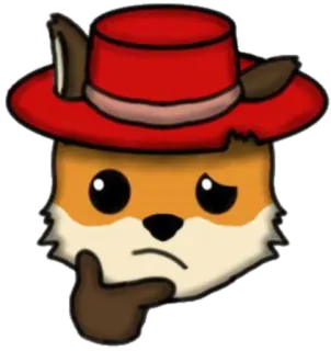 ❓ 77ad47ff キツネ, 帽子, 考える, 漫画, ステッカー telegram sticker