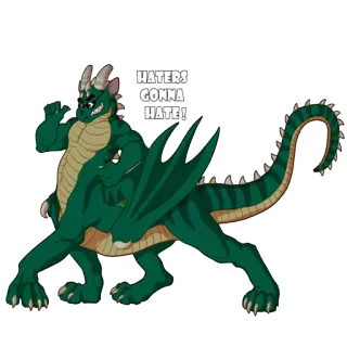 😎 58c2a284 HATERS GONNA HATE! drago, mostro, fantasy, creatura, verde, umorismo telegram sticker