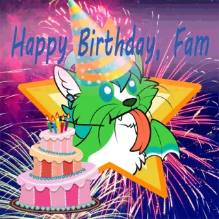 🎂 00761131 Happy Birthday, Fam anniversaire, gâteau, feu d'artifice, célébration, fête, festif telegram sticker
