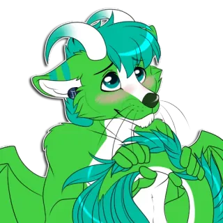 😳 64c2fd9f Furry, Dragon, Anthro, Vert, Illustration, Dessin animé telegram sticker