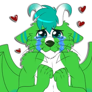 🥺 dd5e016a Furry, Animal, Cartoon, Amour, Coeurs, Pleurs telegram sticker