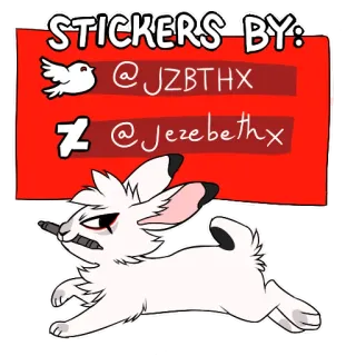 ✍️ 1347cc3a STICKERS BY:
@JZBTHX
@Jezebethx coelho, coelhinho, desenho animado, animal, branco, preto, adesivo whatsapp sticker