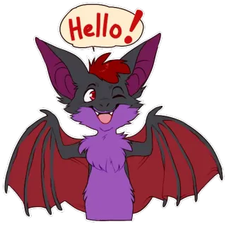 🙂 2c06aef4 HELLO! morcego, animal, desenho animado, fofo, piscando, peludo whatsapp sticker
