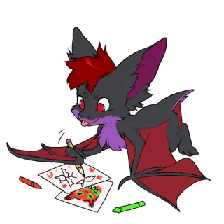 🎨 46f689b0 morcego, desenho, giz de cera, animal, fofo, desenho animado whatsapp sticker