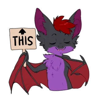 ⬆️ 62cdb3c4 THIS morcego, seta, cima, fofo, animal, sinal whatsapp sticker