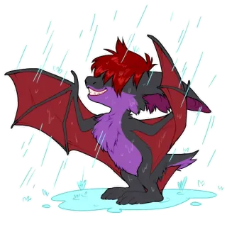 💦 840f7756 morcego, chovendo, chuva, desenho animado, animal, peludo, mamífero whatsapp sticker