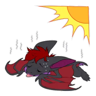 ☀️ d14f9375 morcego, exausto, cansado, calor, sol, desenho animado, adesivo whatsapp sticker