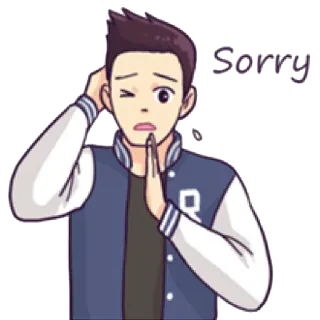 😟 25646a11 Sorry scusa, mi dispiace, cartone animato, personaggio, emozione telegram sticker