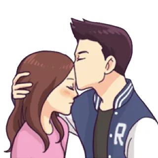 💗 2637c32d Cartone animato, Coppia, Bacio, Amore, Affetto telegram sticker