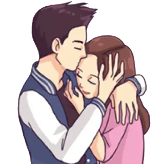 💋 3bdcfdf4 coppia, amore, abbraccio, romance, affetto, relazione, cartone animato telegram sticker