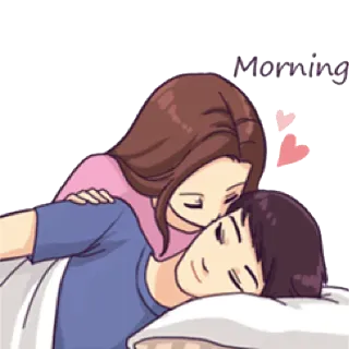 😘 75936e53 Morning amore, mattina, coppia, romanticismo, affetto telegram sticker