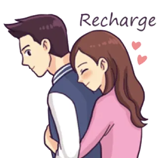 😇 7926146b Recharge amore, coppia, relazione, ricarica, abbraccio telegram sticker