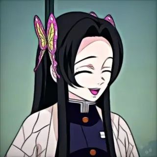 🌸 361cfd4d Kanae Kocho Demon Slayer Anime, Demon Slayer, Kanae Kocho, Motyl, Uśmiech telegram sticker