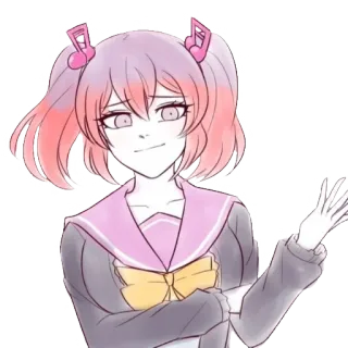 💜 1a37950b fille anime, cheveux roses, notes de musique, uniforme scolaire, dessin animé, autocollant telegram sticker