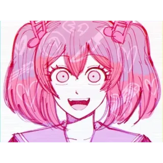 💜 b0564ca0 fille anime, cheveux roses, notes de musique, dessin animé, personnage telegram sticker