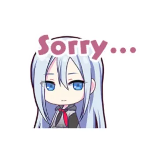 💙 81b15a9a Sorry... excuse, mignon, chibi, animé, désolé(e) whatsapp sticker
