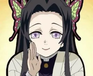 🌺 1155660a Kanao Tsuyuri Demon Slayer 动漫, 鬼灭之刃, 栗花落香奈乎, 漫画, 蝴蝶, 微笑 whatsapp sticker