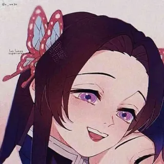 🌸 2960e6ce los lunas superiores อนิเมะ, การ์ตูน, ยิ้ม, หัว, ผีเสื้อ, ตา telegram sticker