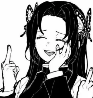 🖕 40bf6874 Anime, Frau, Stinkefinger, Beleidigung, Schwarzweiß telegram sticker