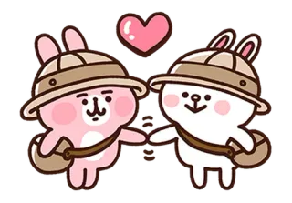 👫 d5978432 kelinci, cinta, imut, pasangan, topi safari, kartun, binatang telegram sticker