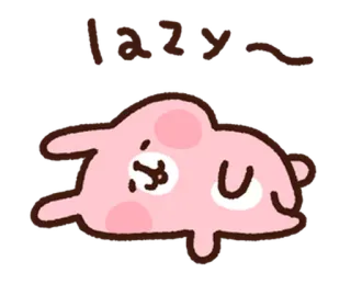 😪 ec157d99 lazy~ malas, kelinci, merah muda, binatang, lucu, kartun telegram sticker