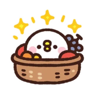 🍇 e1b8108d 可愛い, 鳥, バスケット, キラキラ, かわいい, フルーツ, 愛らしい telegram sticker