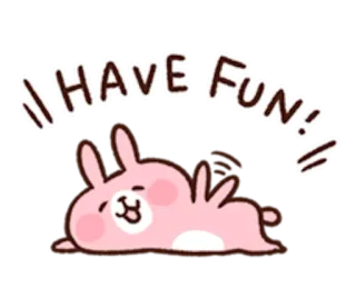 🐰 1335e659 I HAVE FUN! 토끼, 재미, 귀여운, 동물, 분홍색, 토끼 telegram sticker