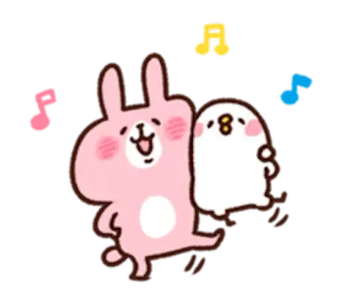 🐰 19657d6f 토끼, 토끼, 새, 음악, 귀여운, 카와이, 춤 telegram sticker