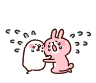 🐰 48d5ebf6 만화, 토끼, 토끼, 땀, 감정적인, 무서운, 귀여운 telegram sticker