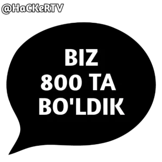 🎉 aafde489 BIZ 800 TA BO'LDIK telegram sticker