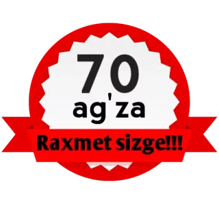 😆 245406b6 70 ag'za
Raxmet sizge!!! gracias, gratitud, miembros, celebración, premio telegram sticker