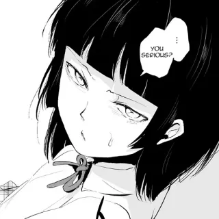 😅 6969110d YOU SERIOUS? anime, manga, girl, serious, questioning whatsapp sticker